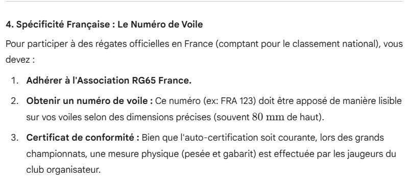 rg65 numero de voile